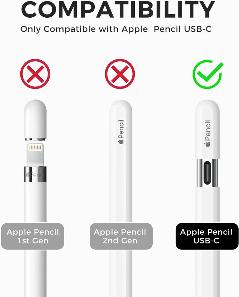 TRONWIN Apple Pencil USB C Case,Silicone Sleeve Protective Cover Perfect Grip Skin Classic Design with Sturdy Clip Compatible with Apple Pencil USB-c for ipad pro (Deep Grey) - Image 2